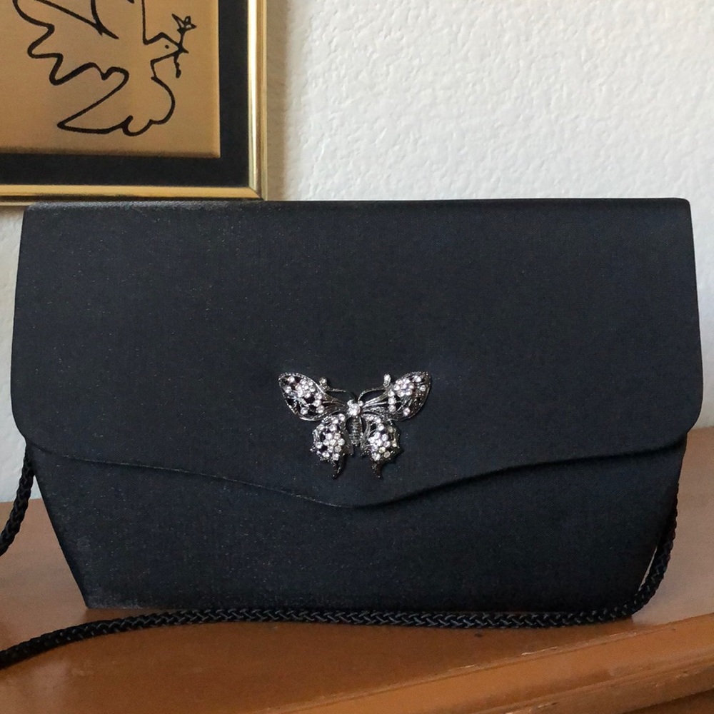 Preston & York Rhinestone Butterfly Satin Bag